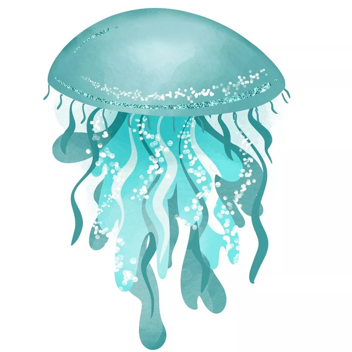 sea-jellyfish-teal-fabric-panel Sea Jellyfish Teal Fabric Panel