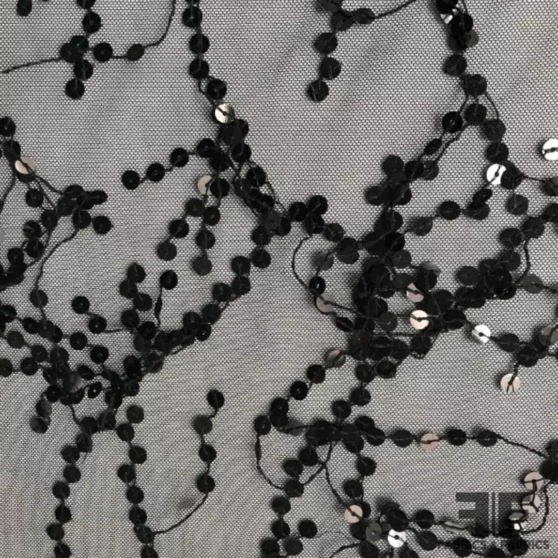 sequins-fringe-embroidered-netting-black Sequins Fringe Embroidered Netting – Black