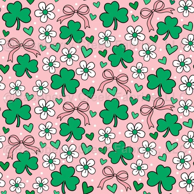 Shamrock Daisy Floral on Pink
