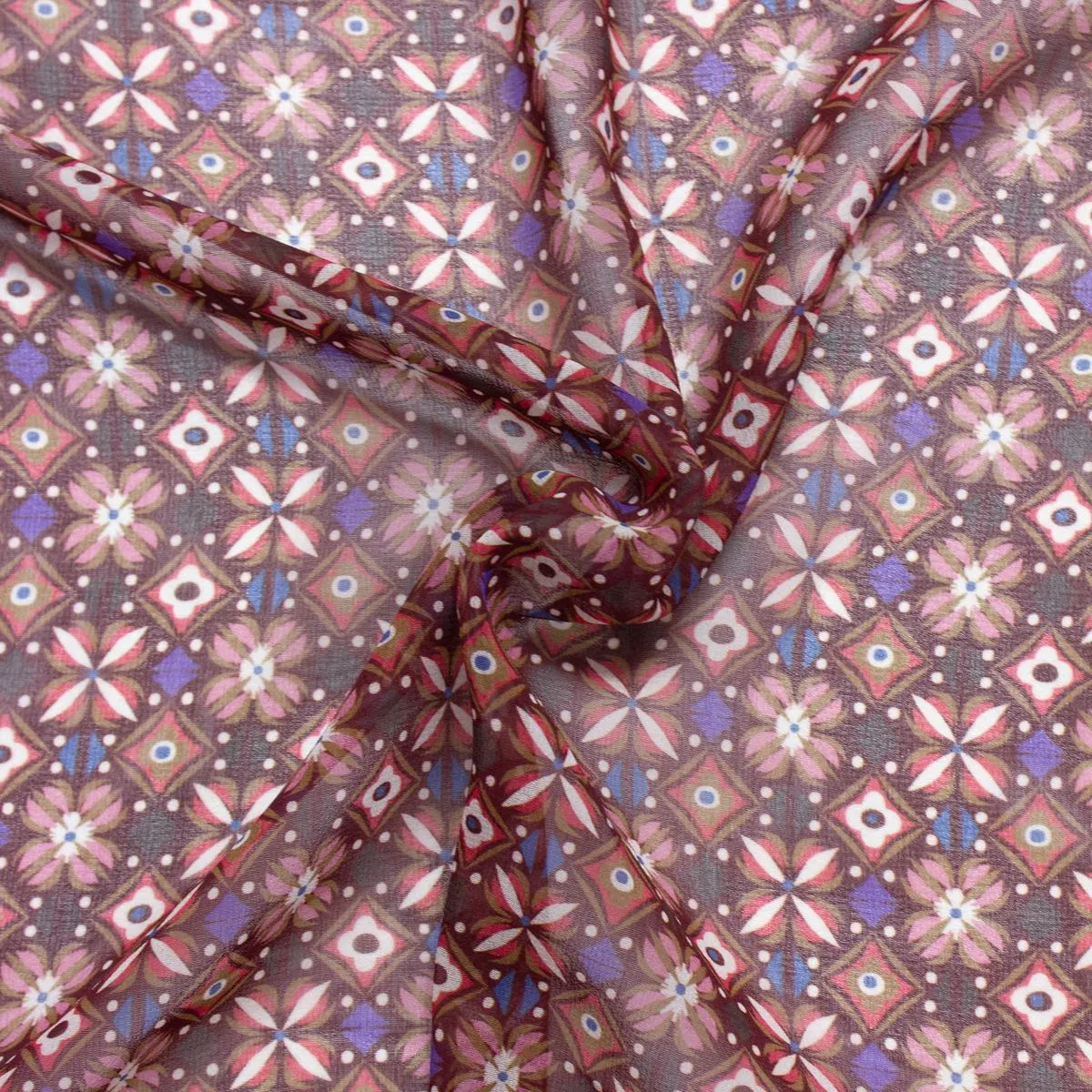 Sian Multicolour Floral Polyester Voile Fabric