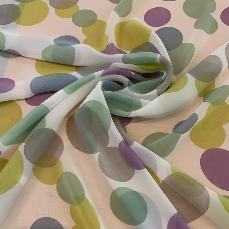 Silk Chiffon Polka Dot Print Fabric –