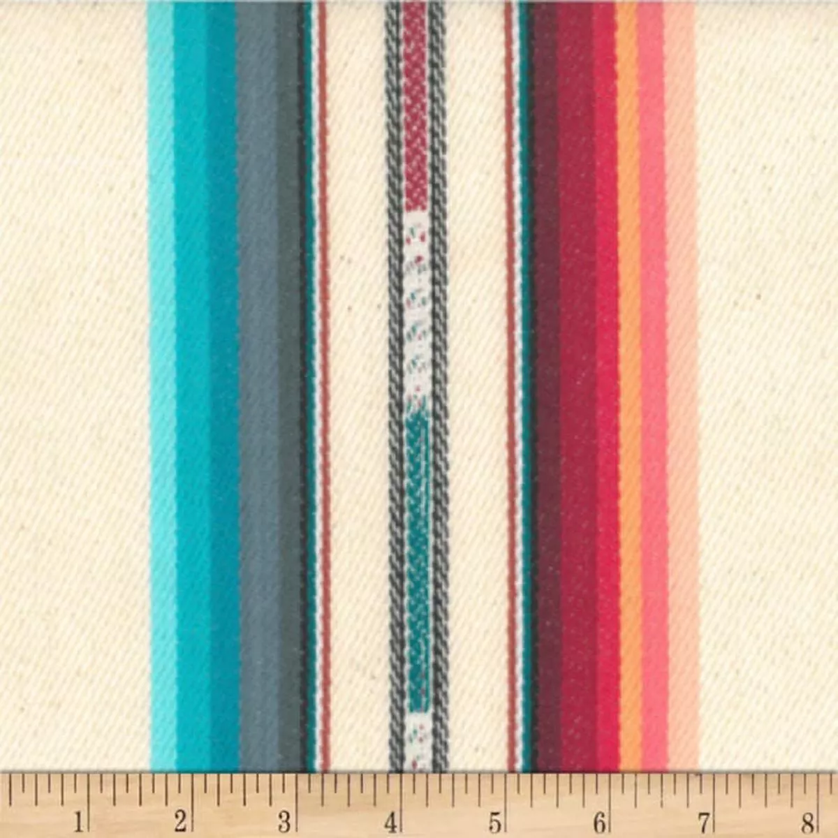 Silver City Stripe Cream Multi Laura Kiran Fabric