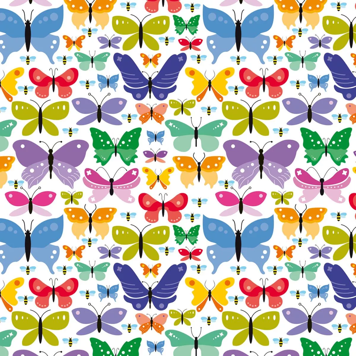 simple-colorful-butterflies-fabric-multi Simple Colorful Butterflies Fabric – Multi