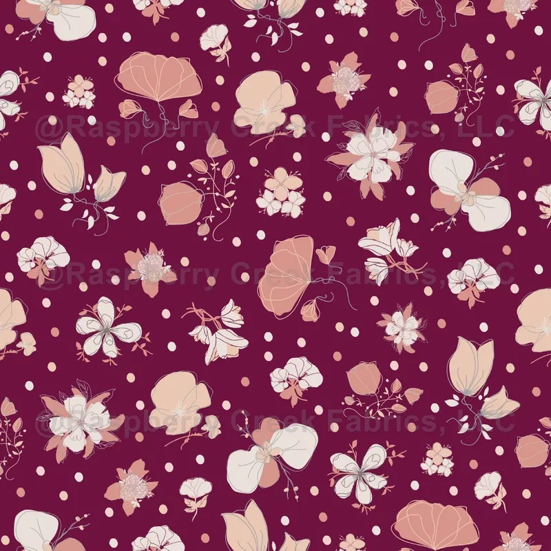 Sketched Flowers on Dark Pink