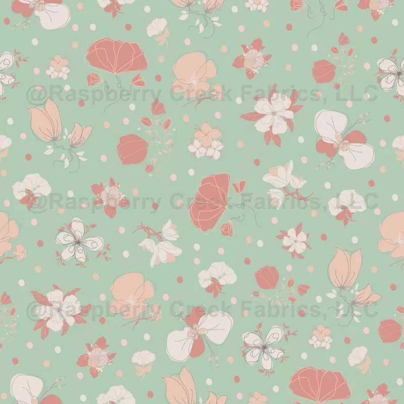Sketched Flowers on Light Green