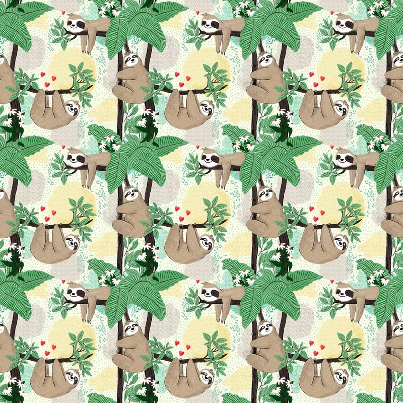 sloths-hanging-on-branches-in-cream Sloths Hanging On Branches in Cream