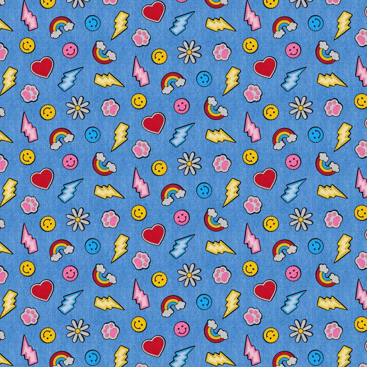 smileys-rainbows-light-blue-double-gauze Smileys & Rainbows – Light Blue – Double Gauze