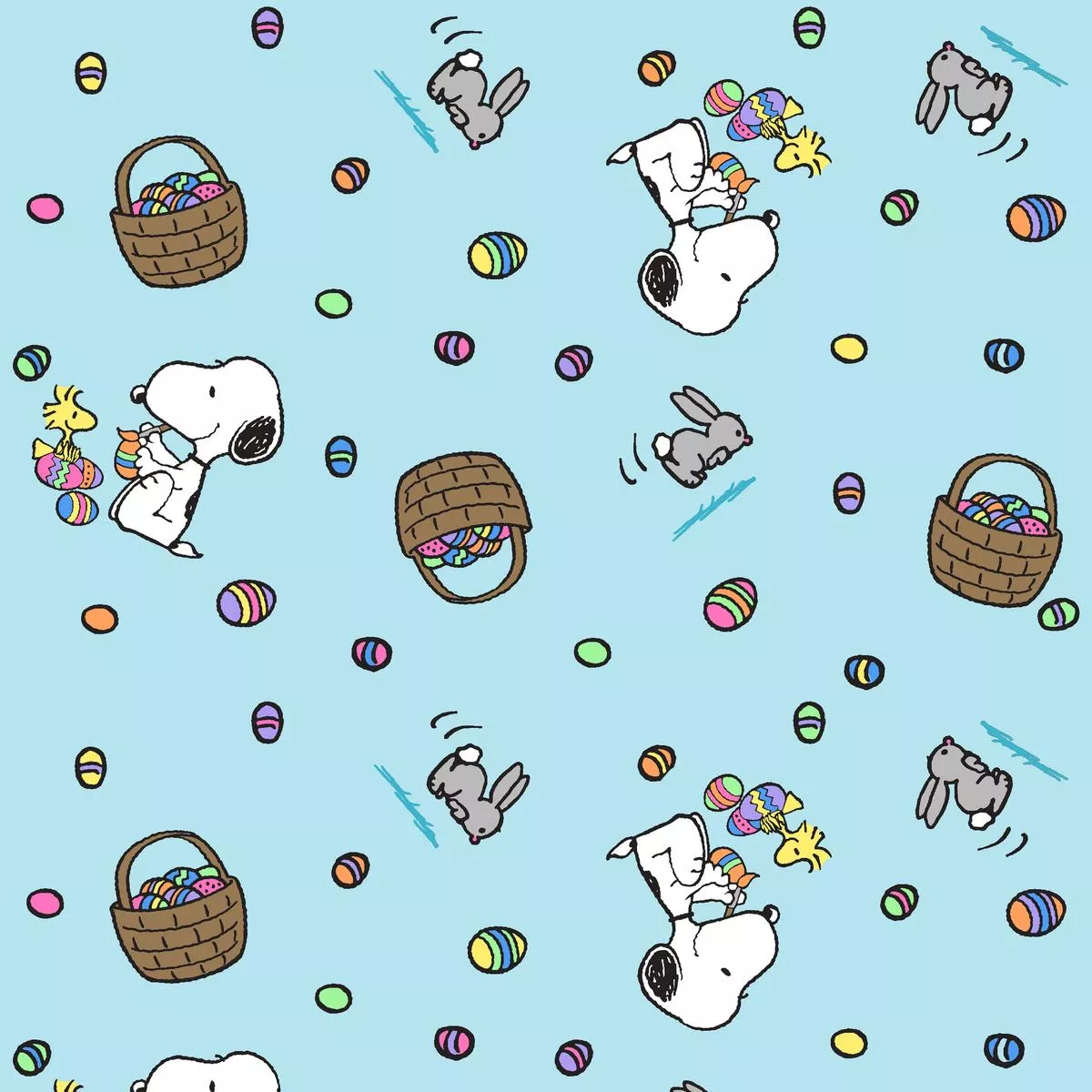 snoopy-easter-toss-with-bunnies-fabric Snoopy Easter Toss with Bunnies Fabric