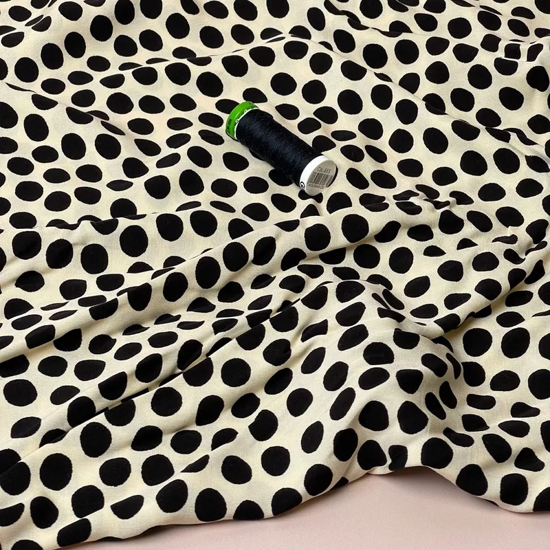 snow-dots-on-ecru-viscose-poplin-fabric Snow Dots on Ecru Viscose Poplin Fabric