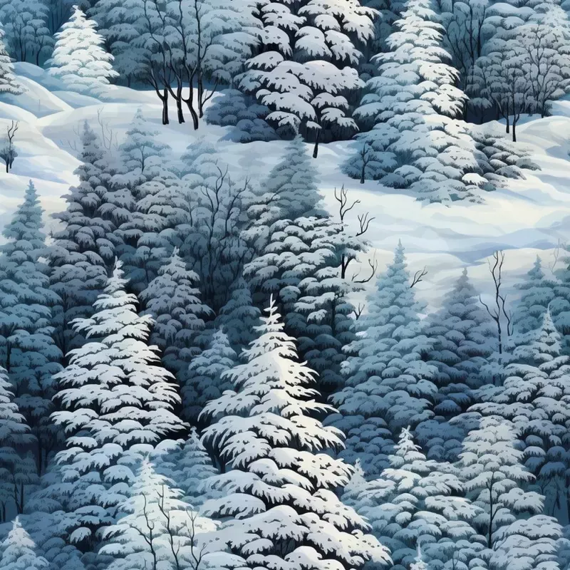 snowy-winter-forest-pattern-1-fabric Snowy Winter Forest Pattern #1 Fabric