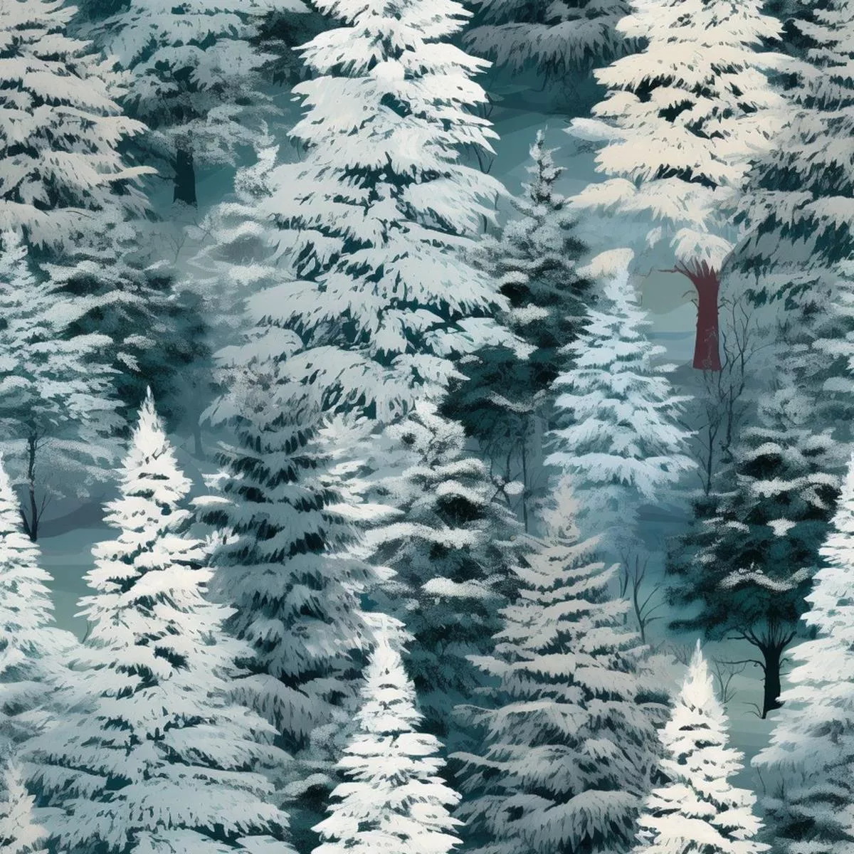 snowy-winter-forest-pattern-2-fabric Snowy Winter Forest Pattern #2 Fabric