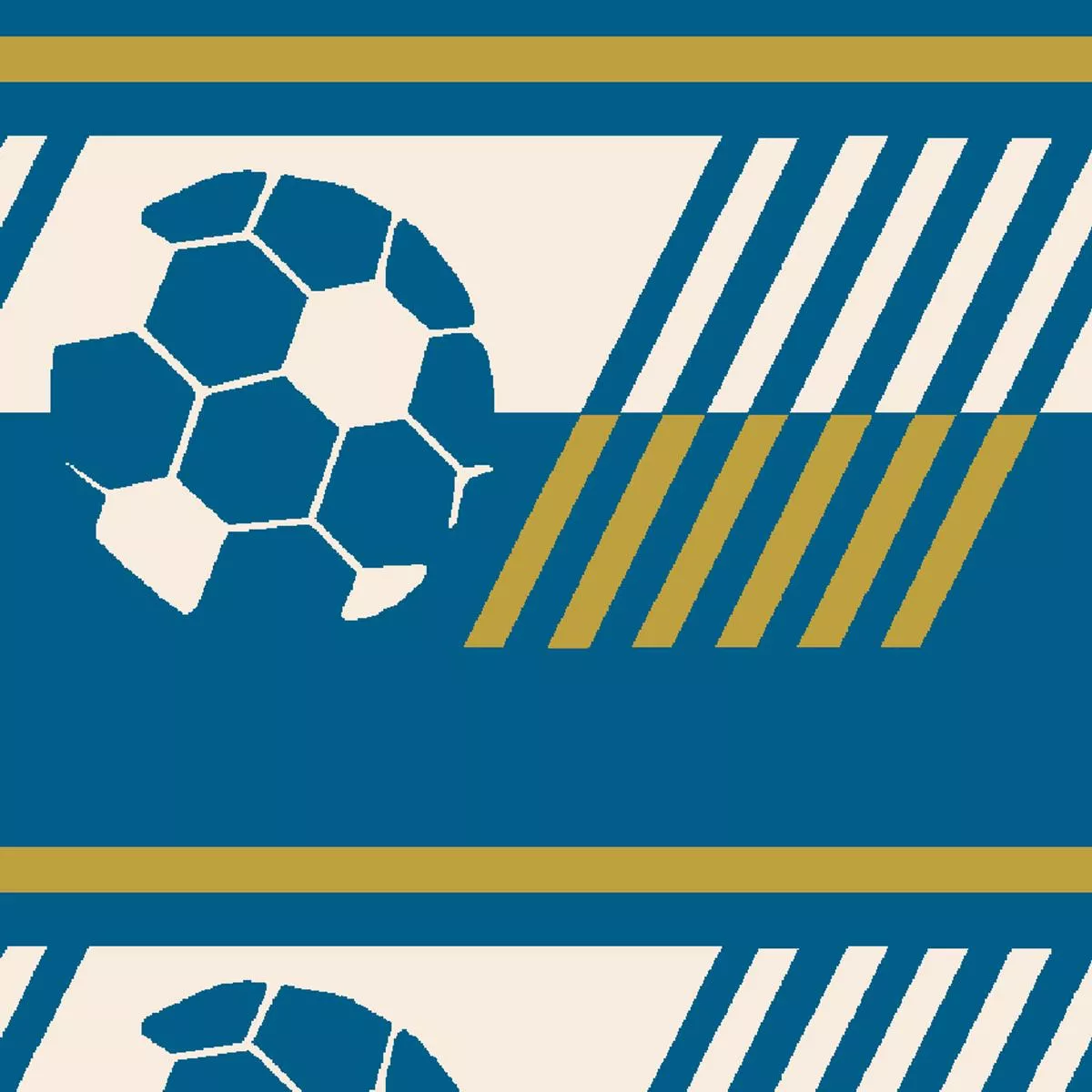 Soccer Stripe on Blue Fabric