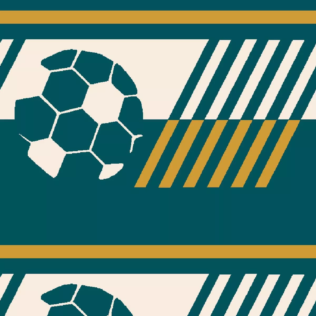Soccer Stripe on Dark Teal & Gold Fabric