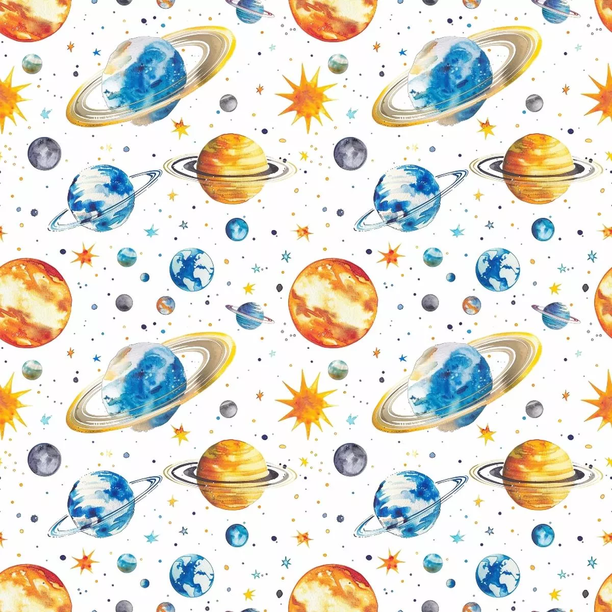 Solar System Pattern 18 Quilting Cotton Fabric