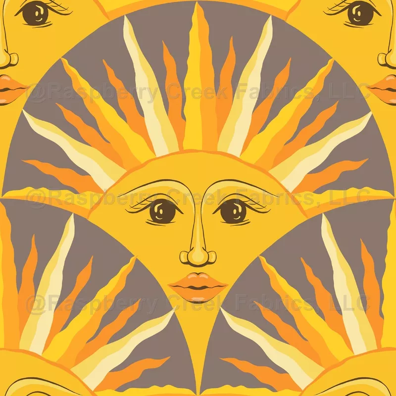 Soleil Gold Sun on Brown Wallpaper