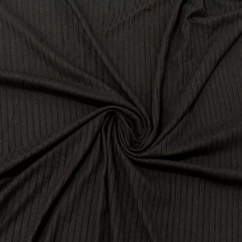 solid-black-poly-spandex-4-way-stretch-8-3-rib-knit Solid Black Poly Spandex 4 Way Stretch 8×3 Rib Knit