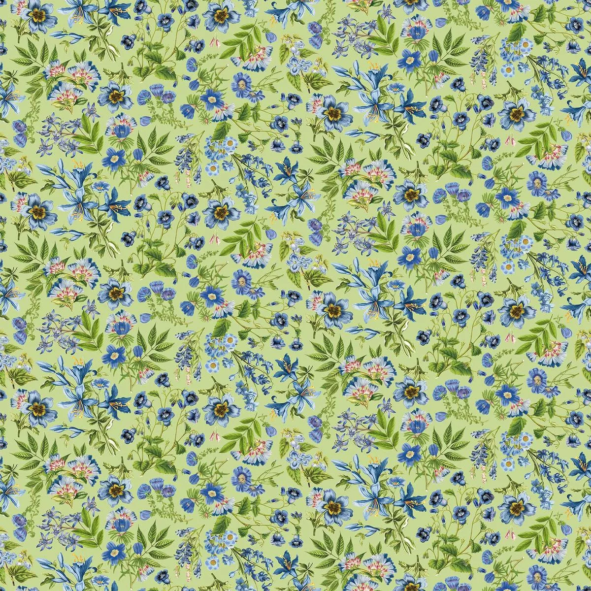 something-blue-quilt-fabric-small-floral-green Something Blue Quilt Fabric Small Floral Green