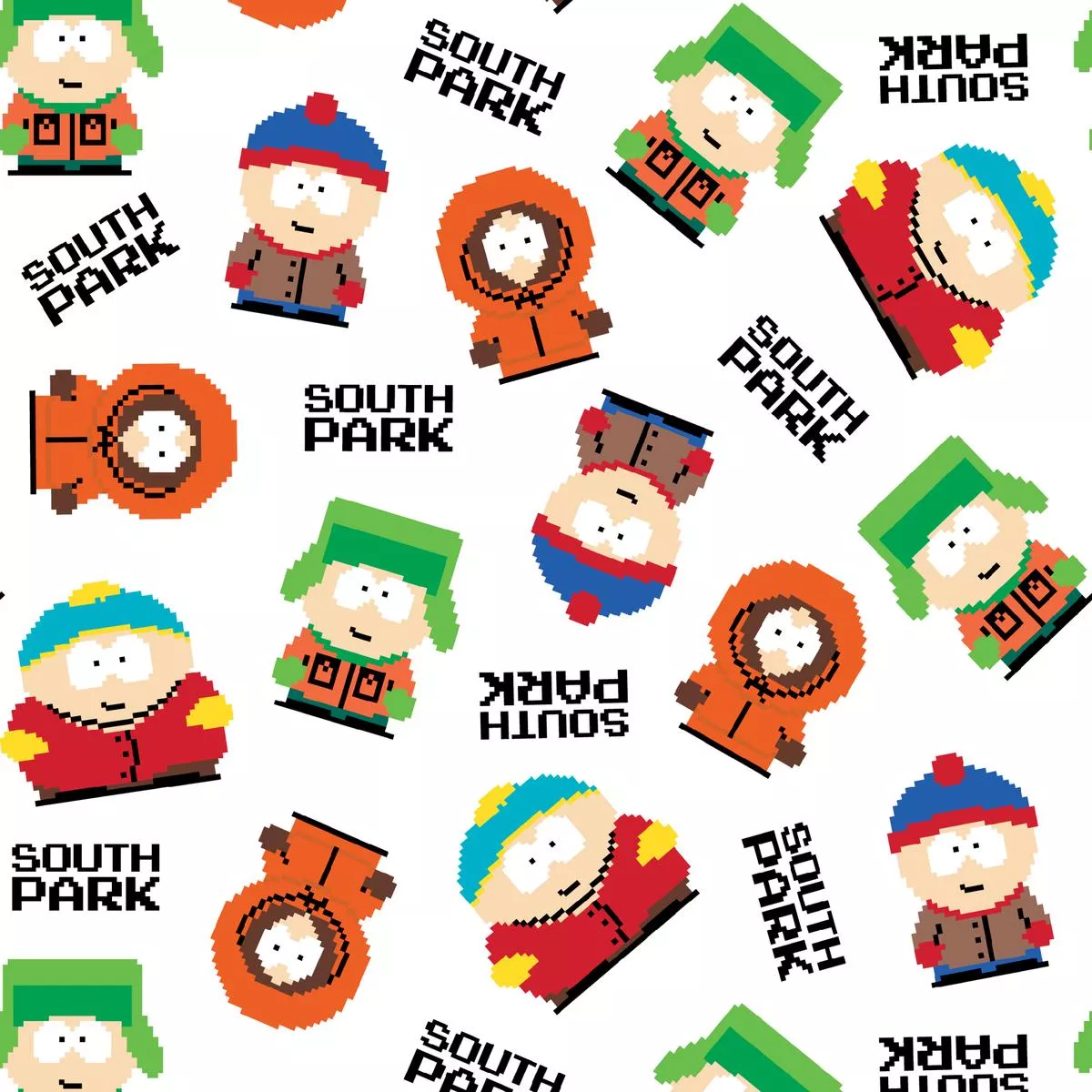 south-park-pixel-characters-fabric South Park Pixel Characters Fabric