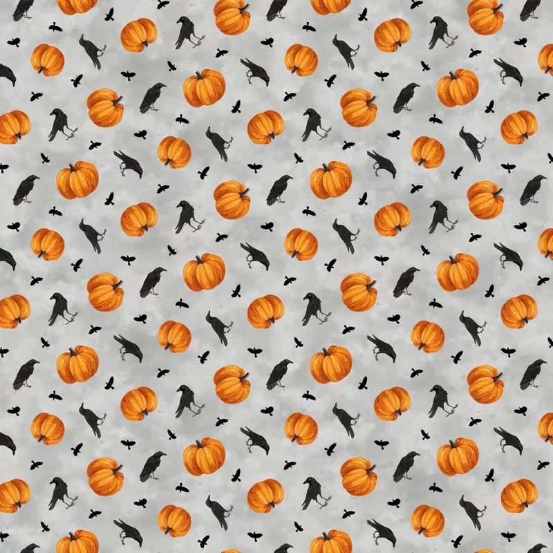 Spellbound 28139-94 Gray Multi Crows and Pumpkins