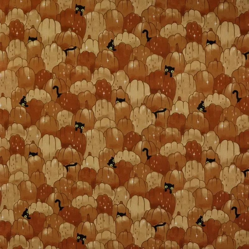 Spellbound Fabric Collection – Puss Patch Brown Pumpkin
