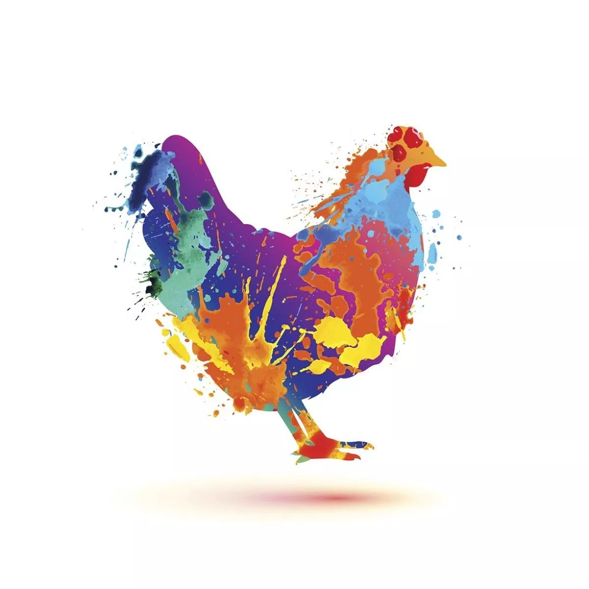 Splash Paint Hen Silhouette Fabric Panel – Multi