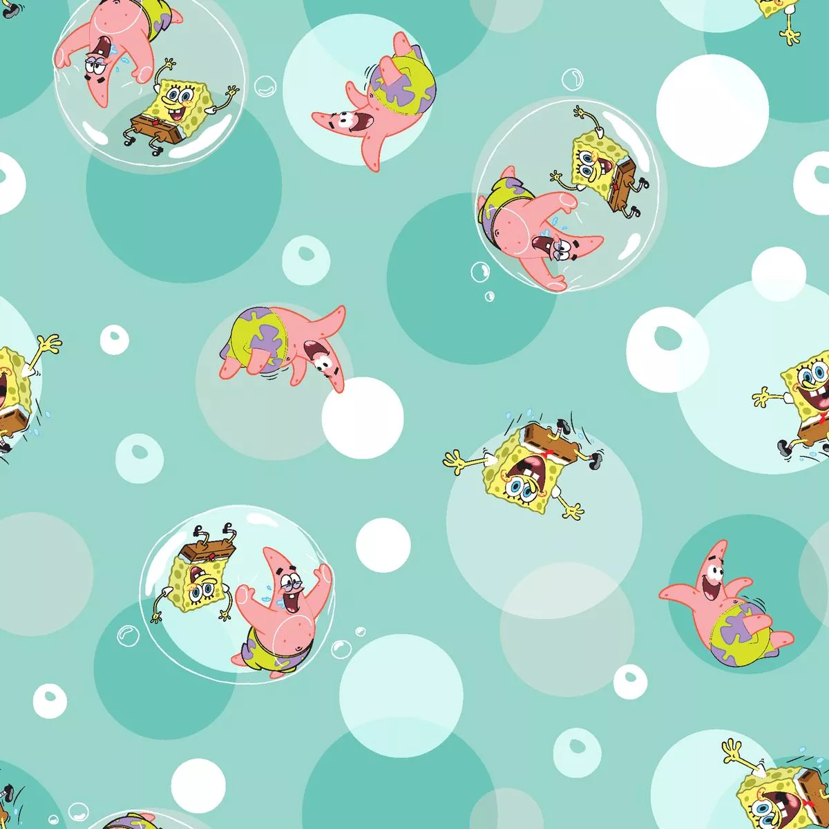 spongebob-patrick-in-bubbles-fabric Spongebob and Patrick in Bubbles Fabric