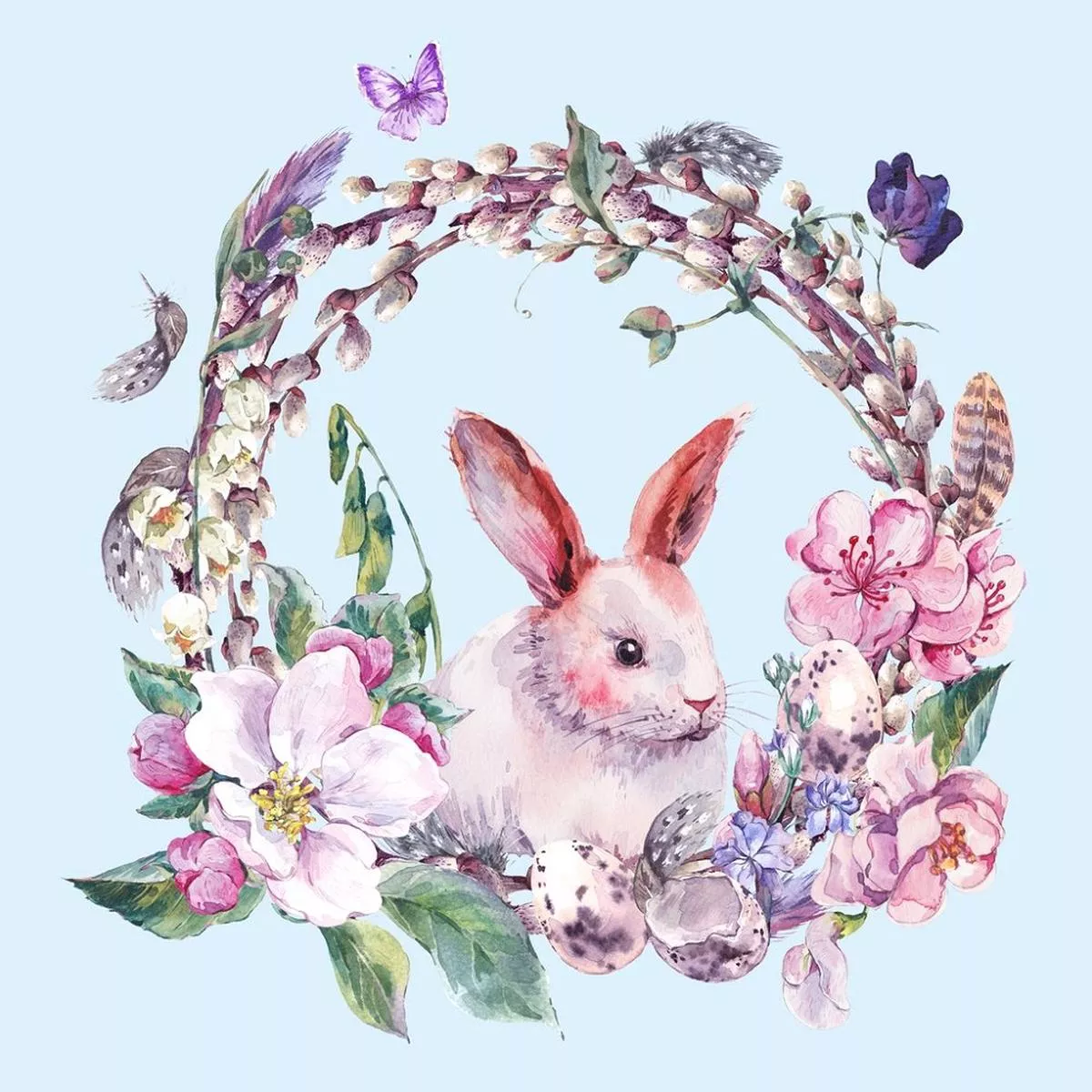 spring-easter-bunny-wreath-fabric-panel Spring Easter Bunny Wreath Fabric Panel