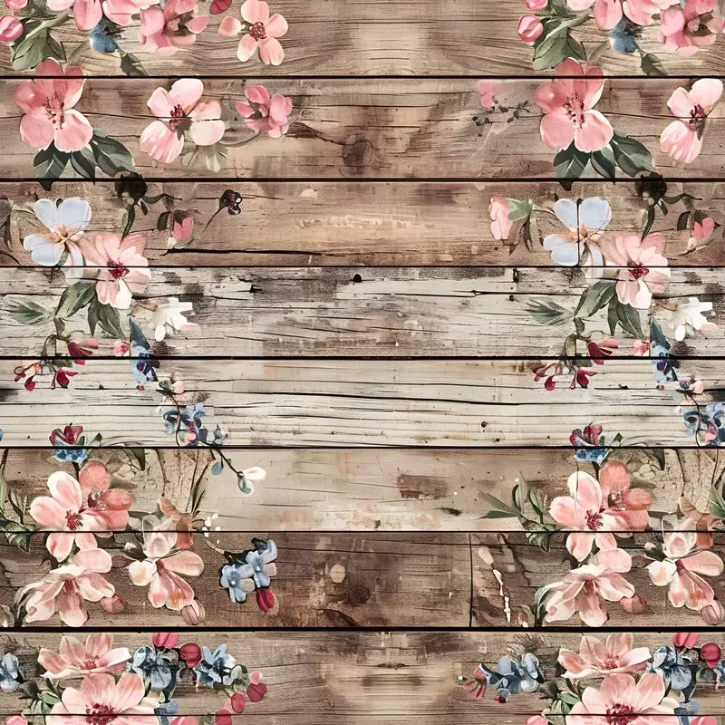 spring-floral-on-wood-planks-pattern-10-fabric Spring Floral on Wood Planks Pattern #10 Fabric