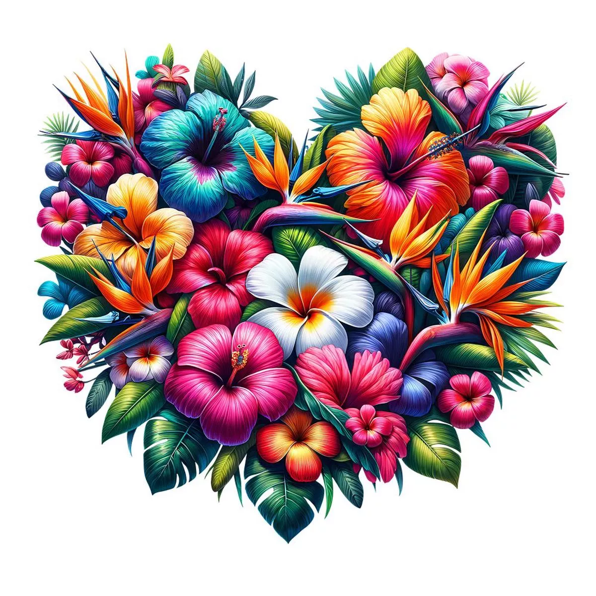 Spring Heart Flowers #4 Fabric Panel