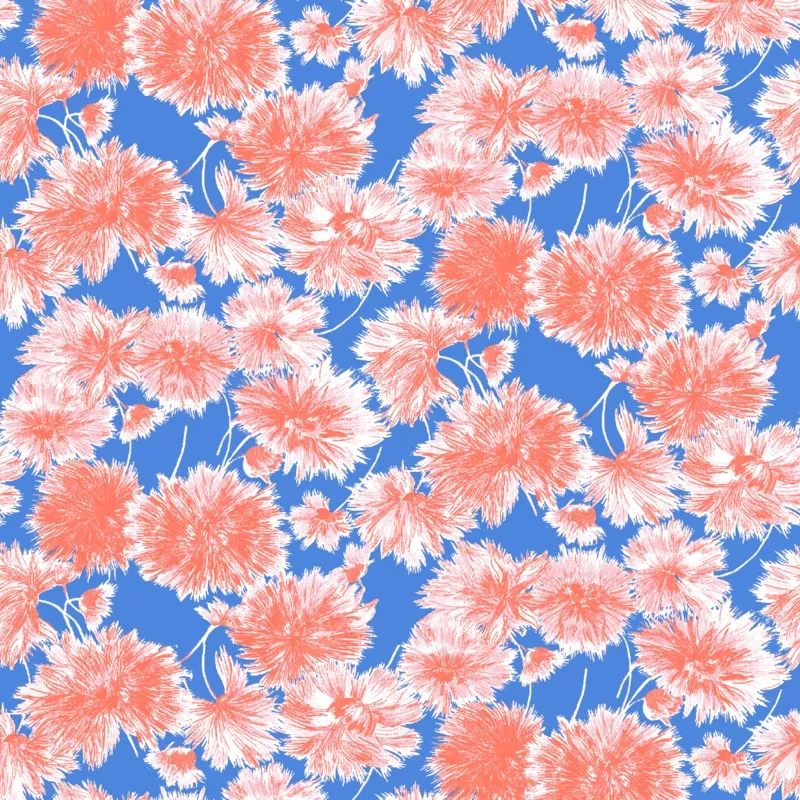 sprout-parade-coral-blue-fabric Sprout Parade, Coral Blue Fabric