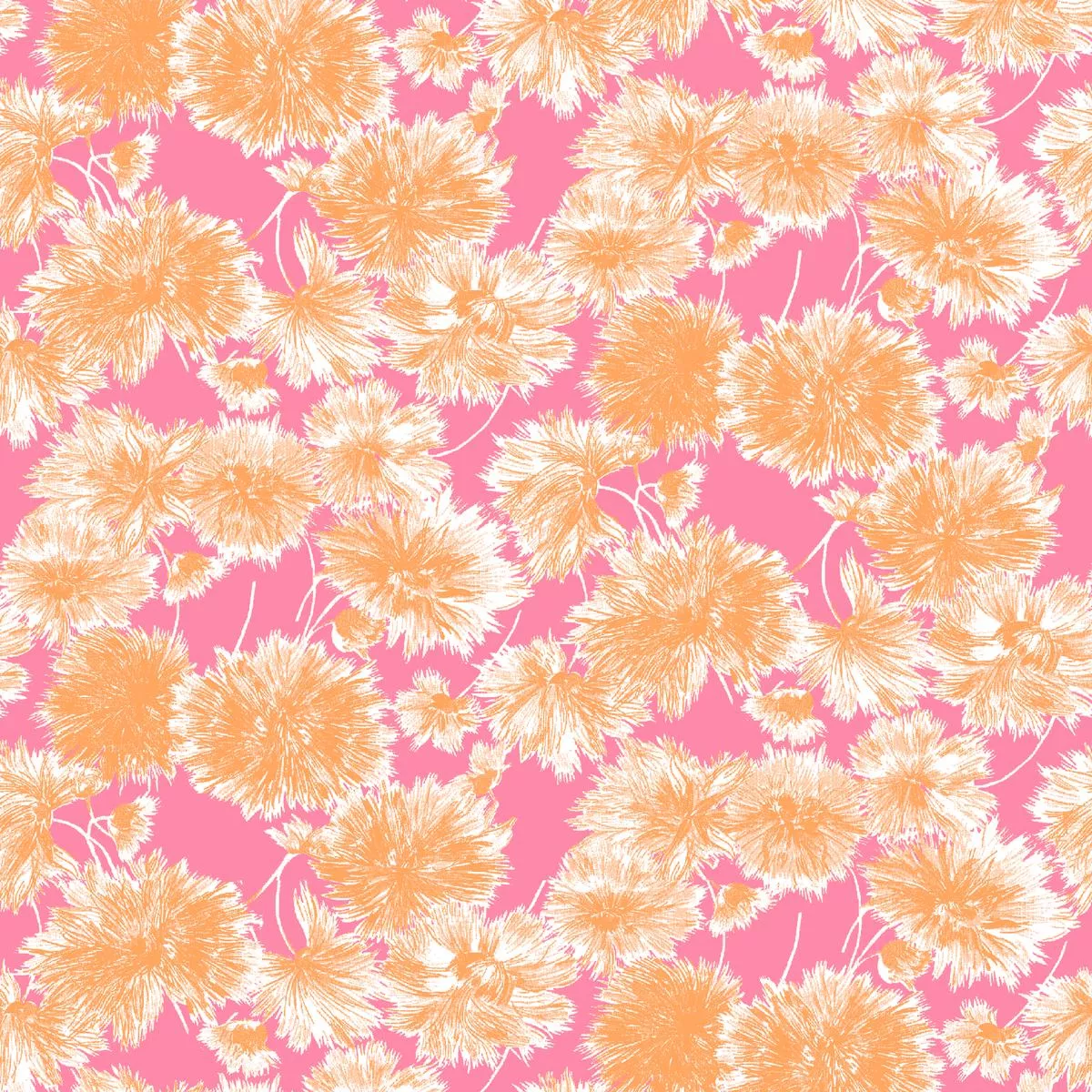 sprout-parade-on-dark-pink-orange-fabric Sprout Parade on Dark Pink & Orange Fabric