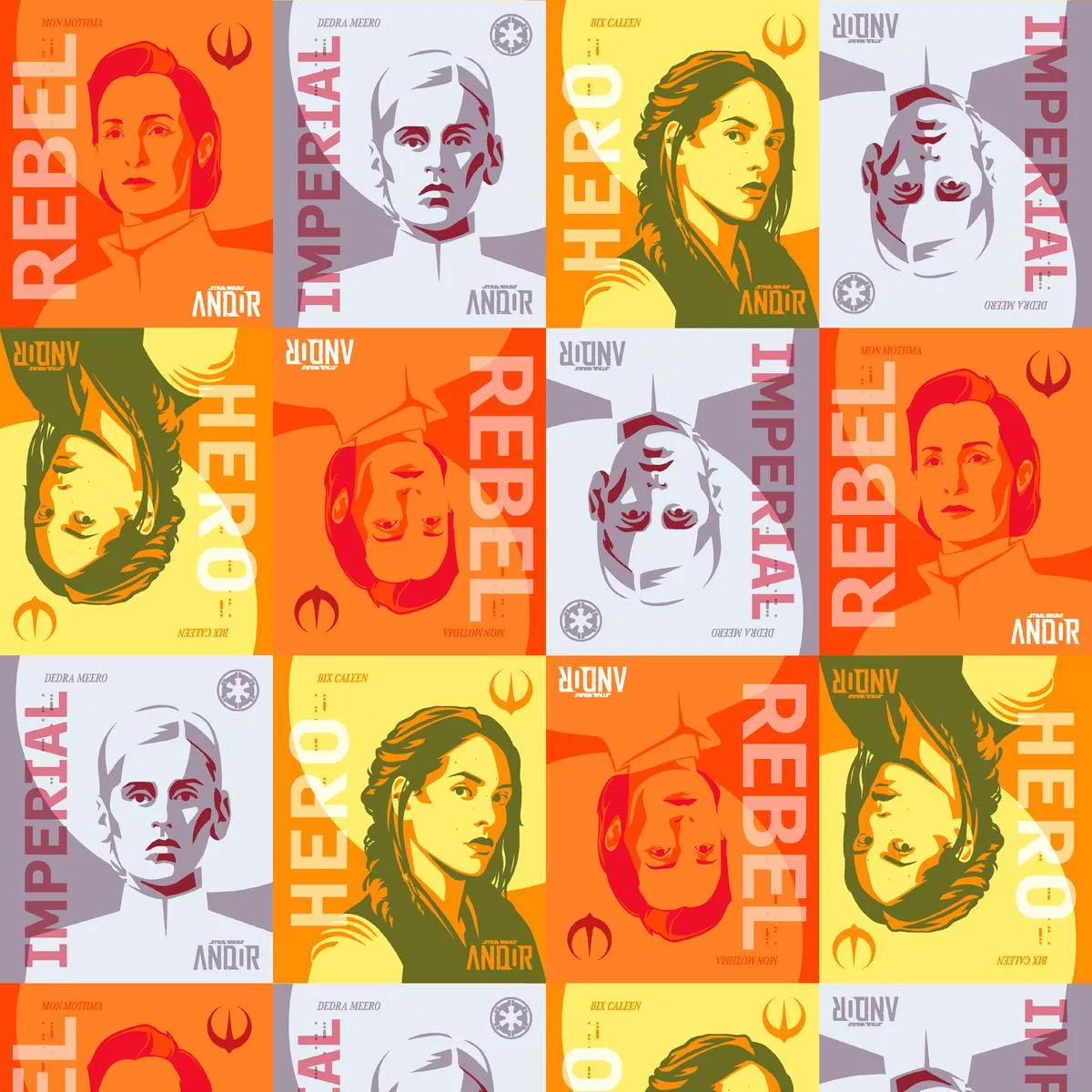 star-wars-andor-rebels-pop-art-grid-fabric STAR WARS Andor Rebels Pop Art Grid Fabric