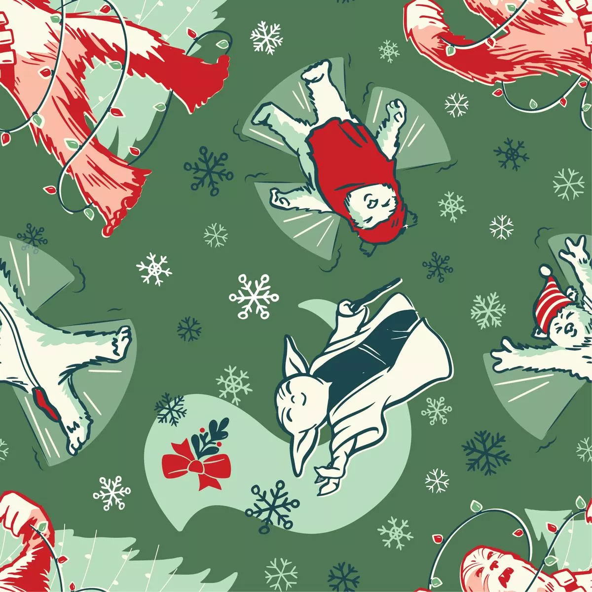 STAR WARS Christmas Ewok and Yoda on Green