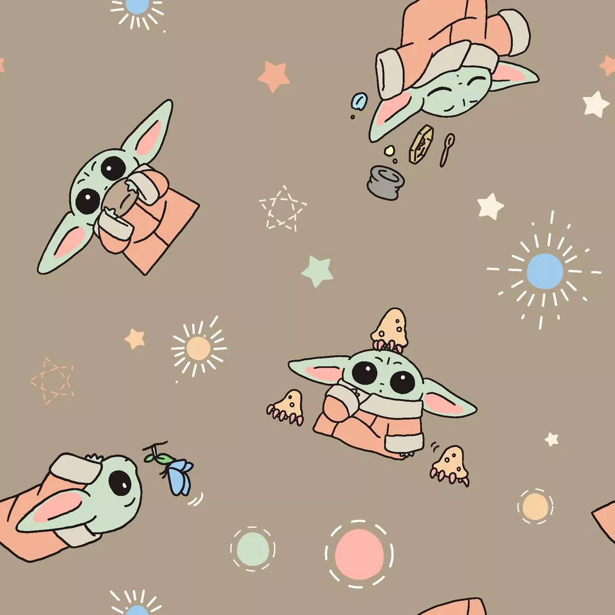 star-wars-grogu-space-toss-on-tan-fabric STAR WARS Grogu Space Toss on Tan Fabric