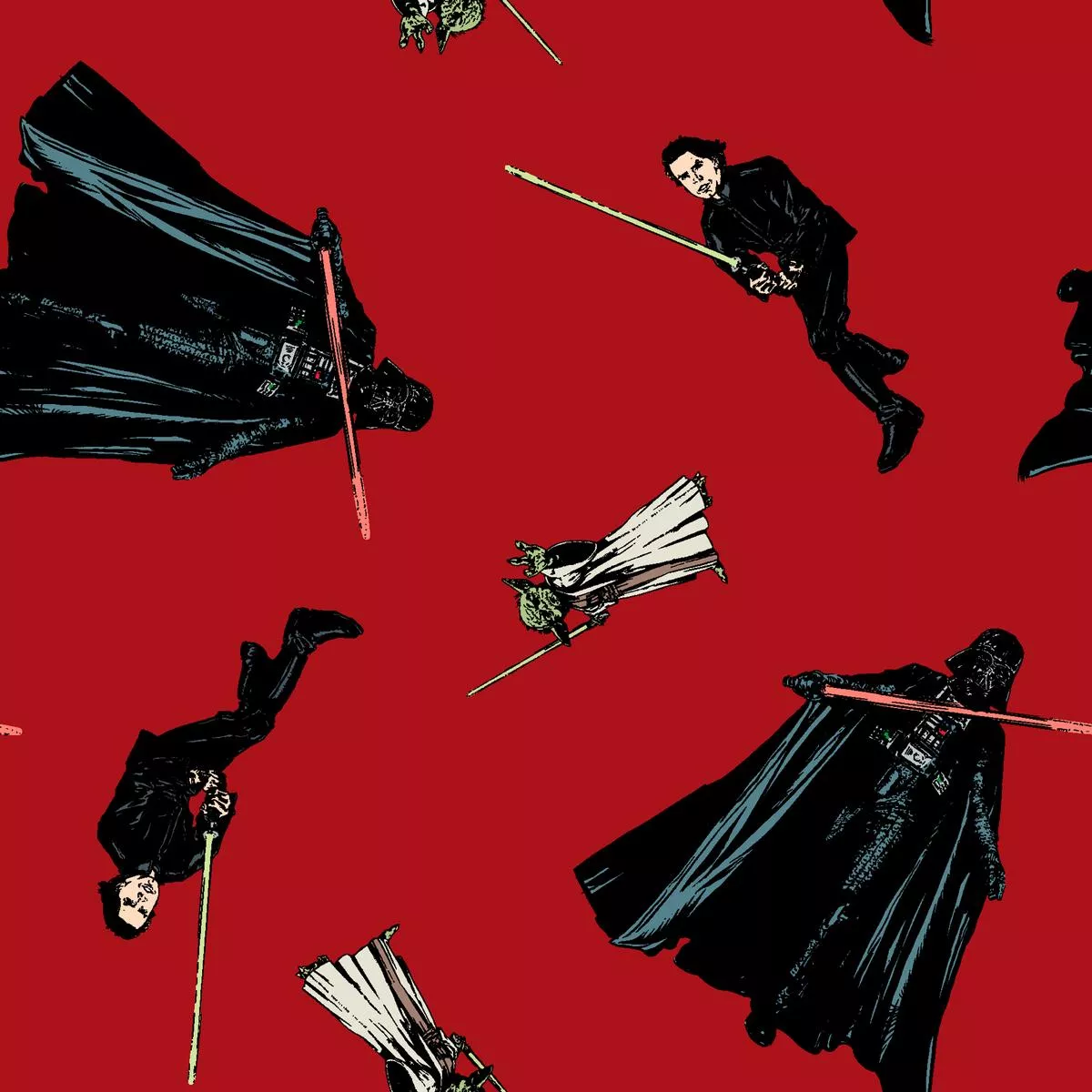 star-wars-lightsaber-toss-on-red-fabric STAR WARS Lightsaber Toss on Red Fabric
