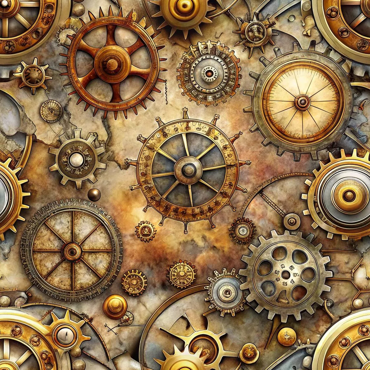 Steampunk Old Maps Pattern 2 Quilting Cotton Fabric