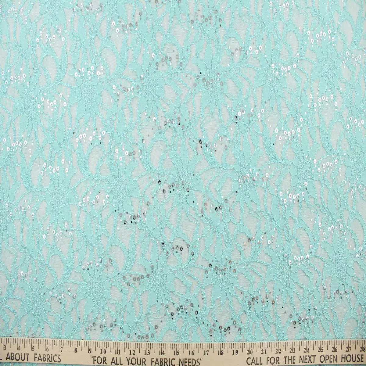 Stretch Lace Fabric in Shimmering Mint