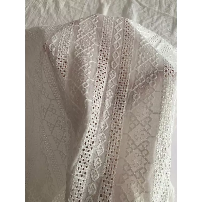 stripe-pattern-embroidered-cotton-voile-eyelet-off-white Stripe Pattern Embroidered Cotton Voile Eyelet – Off-White