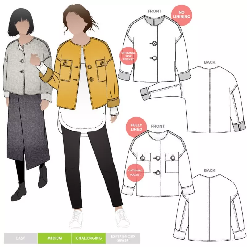 style-arc-adelaide-woven-jacket-sizes-18-30-sewing-pattern Style ARC – Adelaide Woven Jacket (Sizes 18 – 30)Sewing Pattern