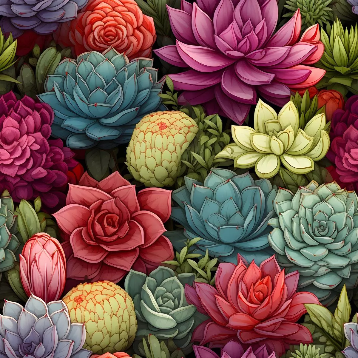 Succulents Pattern 4 Quilting Cotton Fabric
