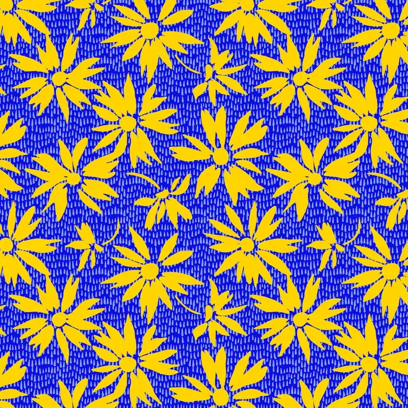 summer-daisies-fabric-blue-yellow Summer Daisies Fabric – Blue/Yellow