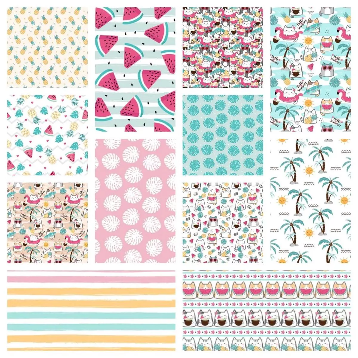summertime-cats-fabric-collection-1-2-yard-bundle Summertime Cats Fabric Collection – 1/2 Yard Bundle