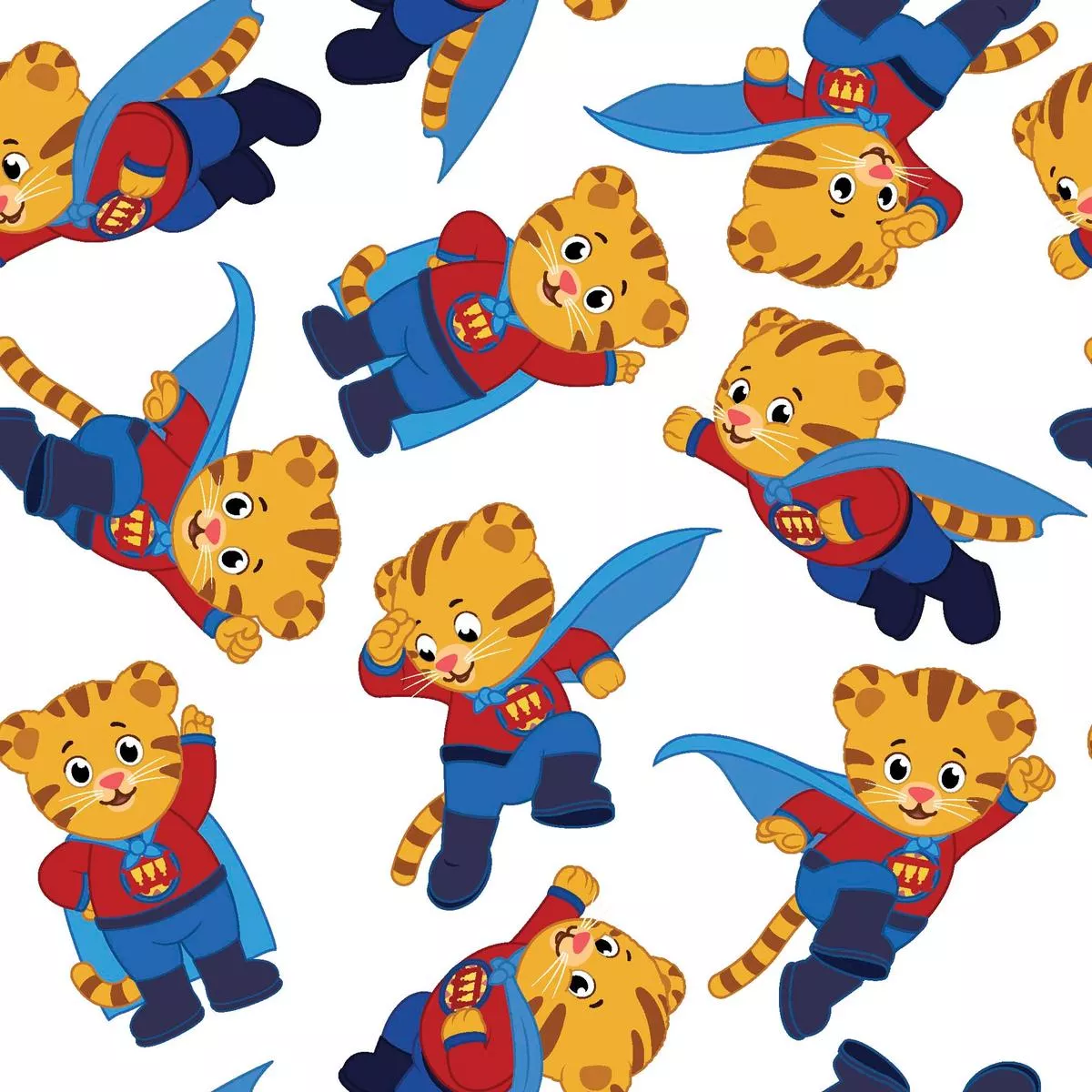 super-daniel-tiger-on-white-fabric Super Daniel Tiger on White Fabric