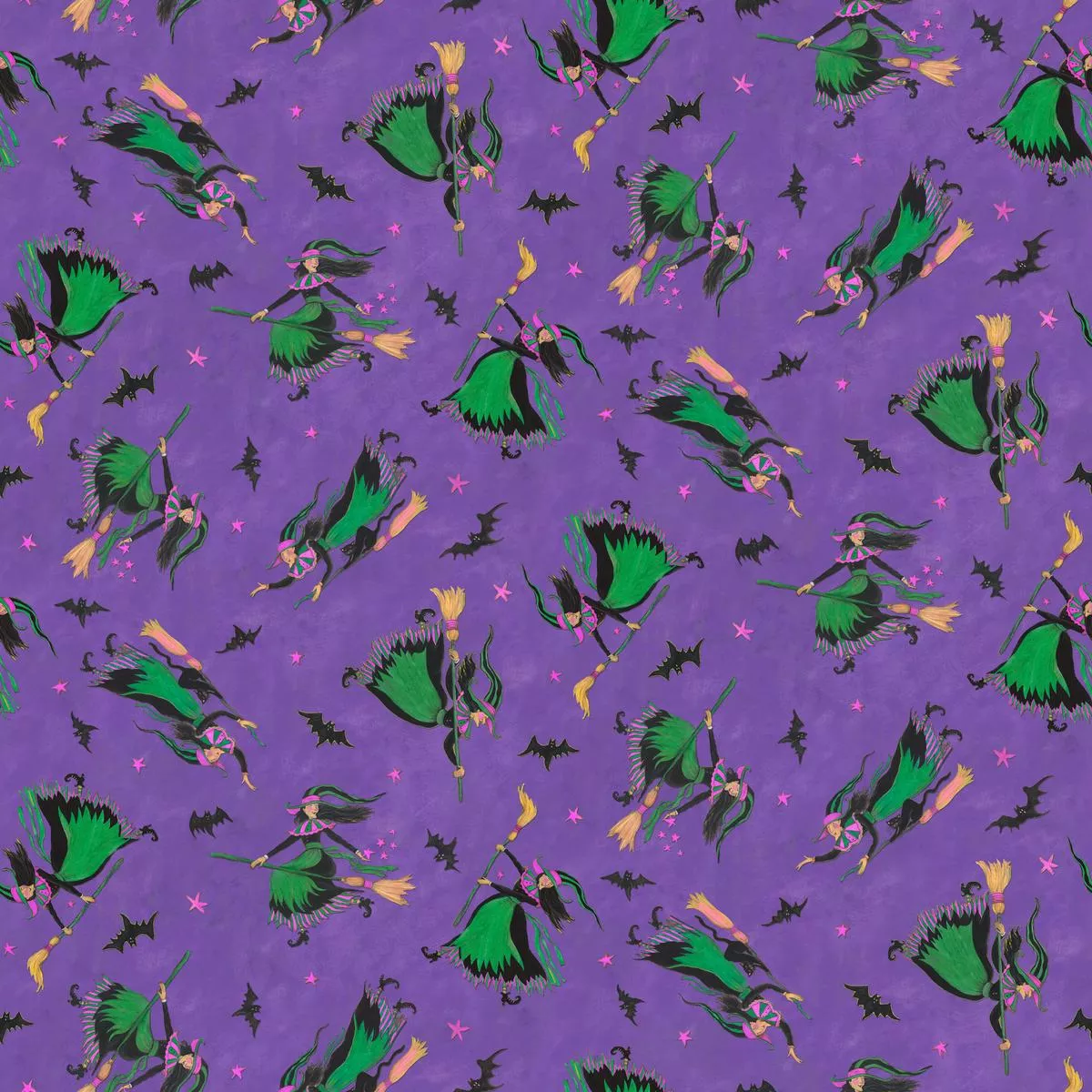 susan-winget-enchanted-witches-on-purple-fabric Susan Winget Enchanted Witches on Purple Fabric