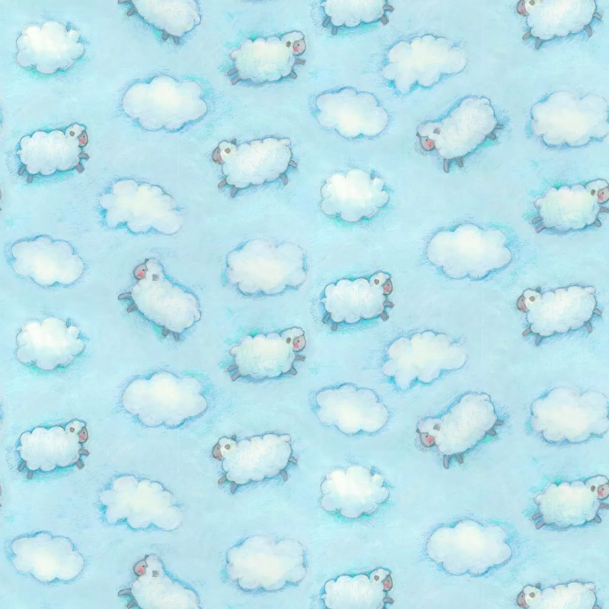 susan-winget-sky-sheep-toss-on-blue-fabric Susan Winget Sky Sheep Toss on Blue Fabric