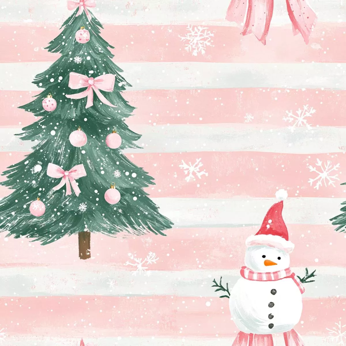 Sweet Pink Christmas Pattern 6 Quilting Cotton Fabric