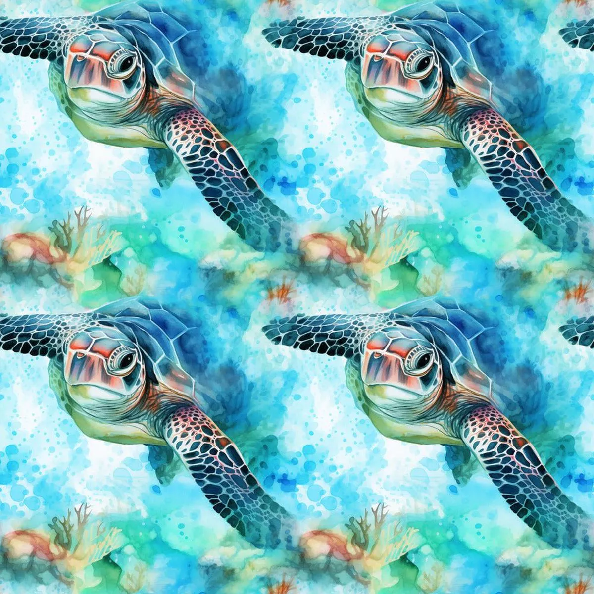 swimming-sea-turtles-pattern-3-fabric Swimming Sea Turtles Pattern #3 Fabric
