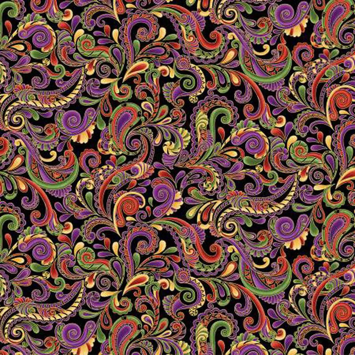 Swirl Paisley SunsetBlack 16259M-22B