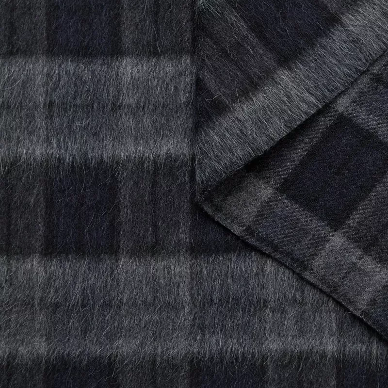 t24m10258-splittable-hairy-wool-llama-tartan-blue-graphite T24M10258 | Splittable Hairy Wool & Llama Tartan Blue Graphite