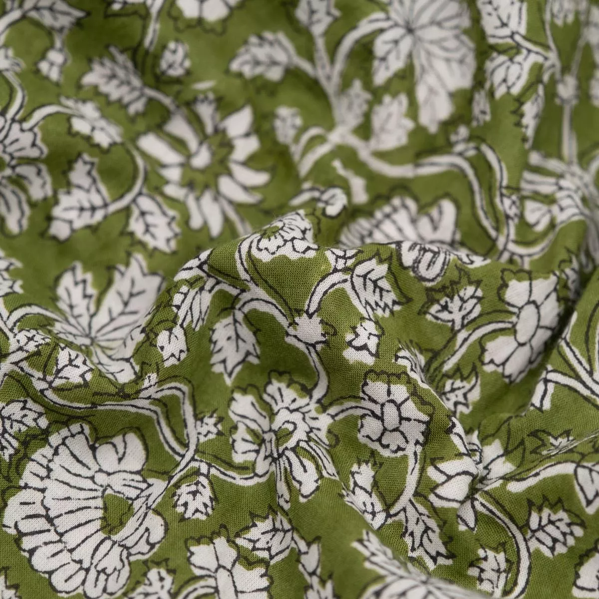 tapestry-block-printed-organic-cotton-batiste-pickle-ivory Tapestry Block Printed Organic Cotton Batiste – Pickle/Ivory